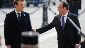Amtswechsel in Frankreich: François Hollande (rechts) geht, Emmanuel Macron kommt. Foto: AFP