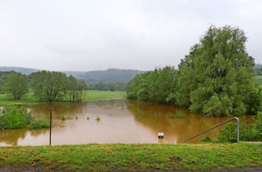 Starkregen hat das  Hasenbachtal-Becken in Oberstenfeld   am 13. Januar zu zwei Dritteln Foto: privat