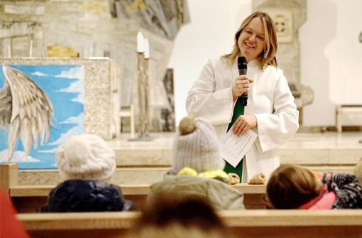 Angela Schmid beim Gottesdienst in St. Eberhard Foto: Stadtdekanat/ Stuttgart