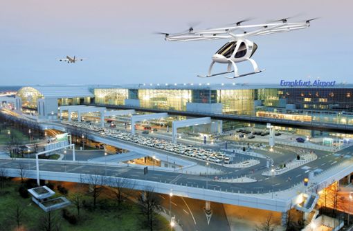 So könnte Mobilität von morgen aussehen: Mit dem Volocopter Flugtaxi starten und am Flughafen Frankfurt landen. Foto:  