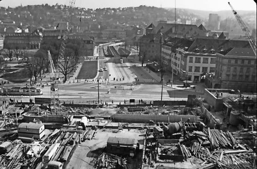 Blick auf die Planie während der Bauarbeiten für den Kleinen Schlossplatz im Jahr 1968. Foto: Haus des Dokumentarfilms