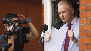 Julian Assange hat vom Fenster der Botschaft Ecuadors gesprochen. Foto: AP