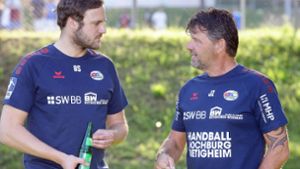 Schwere Zeiten bei der SG BBM Bietigheim: Der Sportliche Leiter Jochen Zürn (re.), Geschäftsführer Bastian Spahlinger. Foto: Baumann