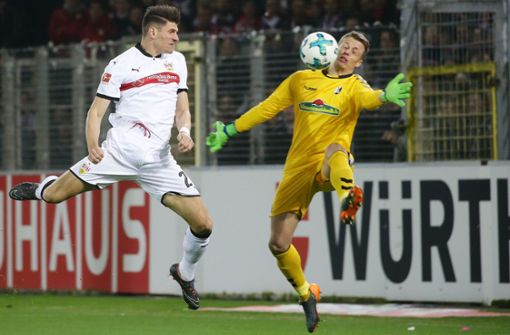 Mario Gomez hatte mit zwei Treffern großen Anteil am bislang letzten Bundesliga-Sieg des VfB gegen den SC Freiburg. Foto: Baumann
