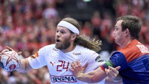 Zwei Superstars der Handball-EM: Dänemarks Mikkel Hansen (li.) und Norwegens Sander Sagosen. Foto: imago/Claus Bonnerup