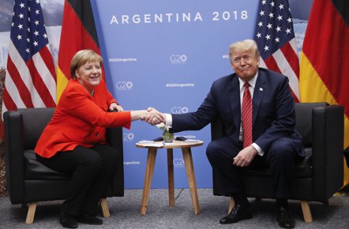 Freundliche Miene: Angela Merkel und Donald Trump. Foto: AP