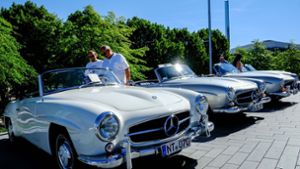 Zu den Schmuckstücken bei „Cars and Coffee“ gehören diese Mercedes-Oldtimer. Foto: Lichtgut/Max Kovalenko