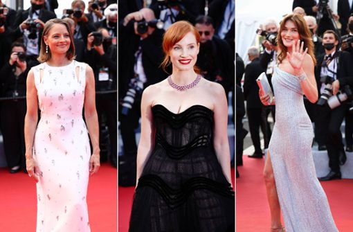 Jodie Foster, Jessica Chastain, Carla Bruni-Sarkozy (von links) – die Promidichte war hoch am Eröffnungsabend von Cannes. Foto: Imago/Starface/PanoramiC