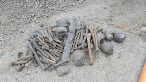 15 menschliche Schädel und viele weitere Knochen sind im nordrhein-westfälischen Lippetal gefunden worden. Foto: dpa