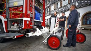 Auch die Feuerwehr präsentierte sich auf dem Marktplatz Schorndorf Foto: Gottfried Stoppel