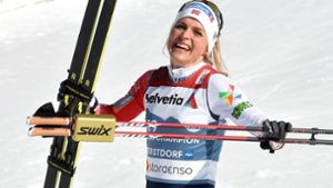 Strahlefrau: Die Norwegerin Therese Johaug. Foto: AFP/Christof Stache