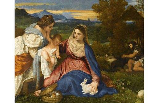 Tizian: „Madonna mit Kind, der heiligen Katharina sowie einem Hirten (Die Madonna mit dem Kaninchen)“ (um 1530), Paris, Musée du Louvre, Département des Peintures Foto: ©bpk / RMN - Grand Palais / Michèle Bellot