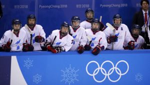 Der historische Olympia-Moment eines vereinten koreanischen Eishockey-Teams wurde musikalisch auf sehr kuriose Weise begleitet. Foto: AP