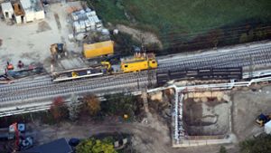 Die Baustelle auf der Rheintalbahn bei Rastatt. Foto: dpa