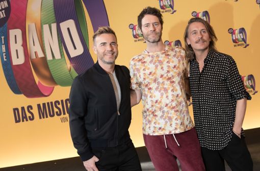 Drei der Take-That-Stars haben das Musical produziert: Gary Barlow, Howard Donald, Mark Owen (v. li.) Foto: dpa