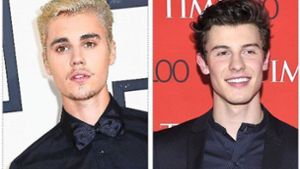 Justin Bieber (links) und Shawn Mendes machen gemeinsame Sache, „Monster“ heißt die Single, die Freitag erscheinen soll. Foto: dpa/Paul Buck, Evan Agostini