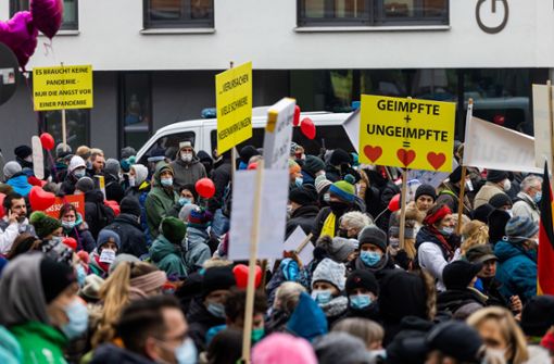 In ganz Deutschland kommt es, wie hier in Freiburg, zu Corona-Protesten. Dabei gewinnen radikale Staatsfeinde immer mehr Boden. Foto: dpa/Philipp von Ditfurth