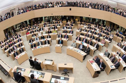 Ein Blick in den Landtag offenbart viele Anzugträger mit Krawatten. Foto: dpa/Bernd Weissbrod