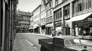 Stuttgarter Impressionen, 1942: hier links eine Buchhandlung in der Kronprinzstraße Foto: Stadtarchiv