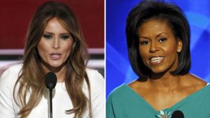 Melania Trumpf (links) soll die Rede von Michelle Obama abgekupfert haben. Foto: EPA FILE