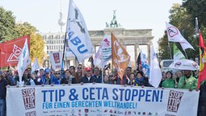 Im Herbst 2015 demonstrierten in Berlin bis zu 250000 Menschen gegen TTIP und Ceta. Dieses Kunststück wollen die Organisatoren im September wiederholen. Foto: dpa