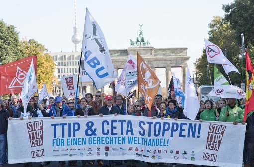 Im Herbst 2015 demonstrierten in Berlin bis zu 250000 Menschen gegen TTIP und Ceta. Dieses Kunststück wollen die Organisatoren im September wiederholen. Foto: dpa