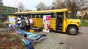 Information, Entspannung , Unterhaltung – der Aktionsbus hat es in sich. Foto: Horst Rudel