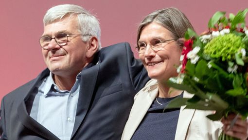 Der Gewerkschaftsvorsitzende Jörg Hofmann macht Platz für Christiane Benner (hier nach ihrer Wiederwahl vor vier Jahren). Foto: dpa/Daniel Karmann
