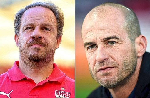 VfB-Trainer Alexander Zorniger (links) und TV-Experte und früherer Bayern-Star Mehmet Scholl. Foto: dpa/Getty Images/DU-Montage
