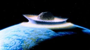 Künstlerische Darstellung eines Asteroiden-Einschlags auf der Erde. Foto: Wikipedia commons/Nasa/Don Davis