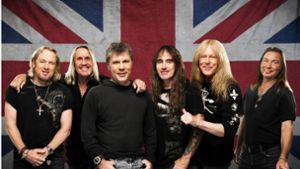 Iron Maiden 2021 (v.l.): Adrian Smith, Nicko McBrain, Bruce Dickinson, Steve Harris, Jannick Gers, Dave Murray Foto: ohn McMurtrie