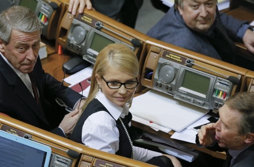 Julia Timoschenko im ukrainischen Parlament. Ihre Partei hat die Koalition verlassen. Foto: dpa