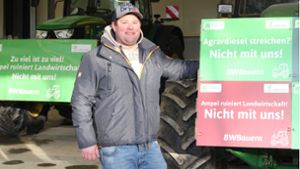 Tobias Briem ist  Landwirt aus Bernhausen und beteiligt sich an den  Protesten. Foto: C. Holowiecki