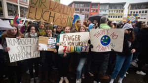 „Finger weg von unserer Zukunft“: In Stuttgart demonstrieren Schüler für den Klimaschutz. Foto: Lichtgut/Max Kovalenko
