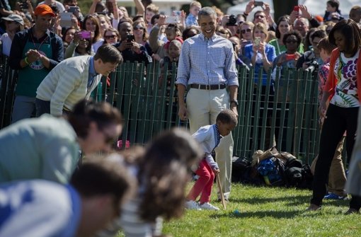 Das Ostereierrollen mit Barack Obama. Foto: EPA