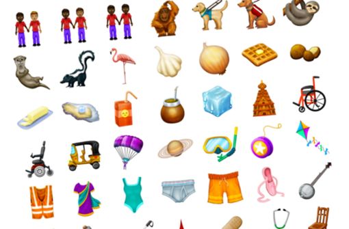 So soll ein Teil der neuen Emojis aussehen, die 2019 erscheinen werden. Foto: Emojipedia