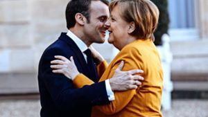 Präsident  Macron und Bundeskanzlerin Merkel im Februar 2019 Foto: AP