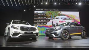Die SUV aus Deutschland auf der New York Auto Show: Der Mercedes AMG GL63 (links) und der Mercedes AMG GL63 Coupe. Foto: AP