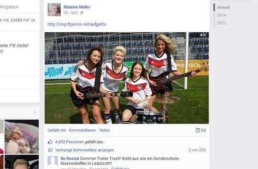 An Melanie Müllers Fußballsong scheiden sich die Geister. Foto: Facebook/Screenshot: SIR