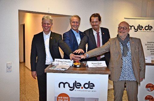 Wolfgang Faßbender, Roland Klenk, Ingo Schaub und Ralf Schröder starten den Online-Marktplatz. Foto: Fatma Tetik