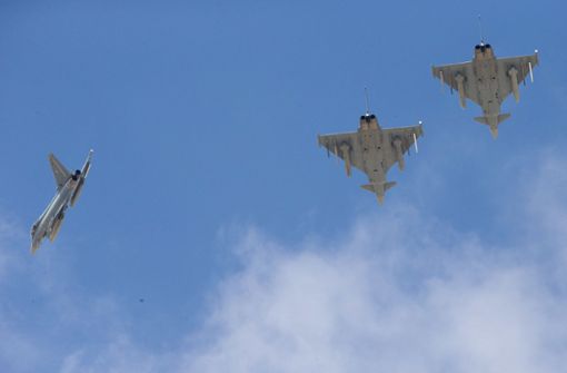 Drei Eurofighter haben geübt (Archivbild). Foto: dpa/Ariel Schalit