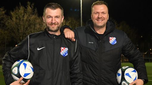 Die potenziellen Meistermacher bei Croatia: der Spielertrainer Damir Bosnjak (rechts) und sein Bruder Daniel. Foto: Günter Bergmann