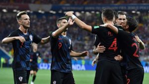 Große Freude bei Kroatien: Auch das dritte Spiel wurde bei der WM 2018 gewonnen. Foto: AFP