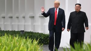 Donald Trump und Kim Jong Un sind bei ihrem Treffen in Singapur wohl ein Schritt weitergekommen. Foto: AFP