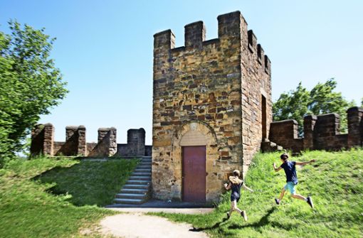 Auf der Grünfläche rund um das Römerkastell lässt sich Geschichte erleben. Der historische Park begeistert auch Kinder und Jugendliche. Foto: Horst Rudel