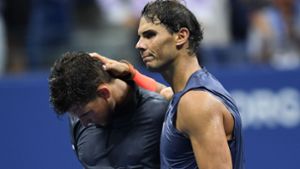 Dominic Thiem (links) und Rafael Nadal lieferten sich ein episches Match bei den US Open. Foto: AFP