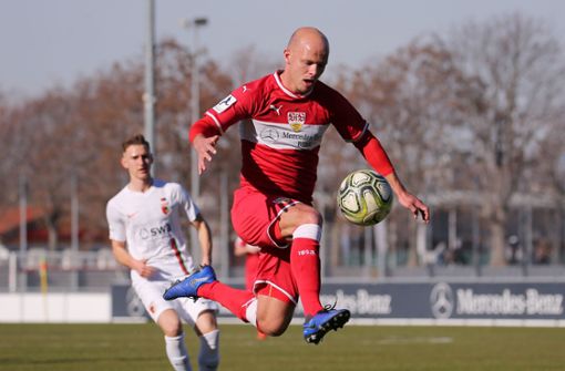 Im Testspiel gegen den FC Augsburg II in der Winter-Vorbereitung noch am Ball: Tobias Werner. Foto: Baumann