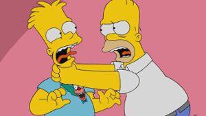 Homer Simpson (r.) wird Sohn Bart (hier in einer in der Zukunft spielenden Folge) weiter würgen. Foto: imago images/Everett Collection
