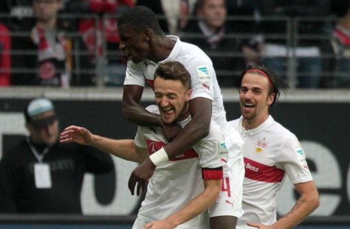 Beim vergangenen Match hatten die Stuttgarter Grund zur Freude. Mal sehen, wie es dieses Mal ausgeht beim Spiel gegen Eintracht Frankfurt. Foto: dpa
