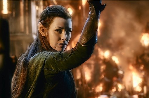 Evangeline Lilly als Elbin im neuen Hobbit-Film „Die Schlacht der fünf Heere“ Foto: Warner Bros.
